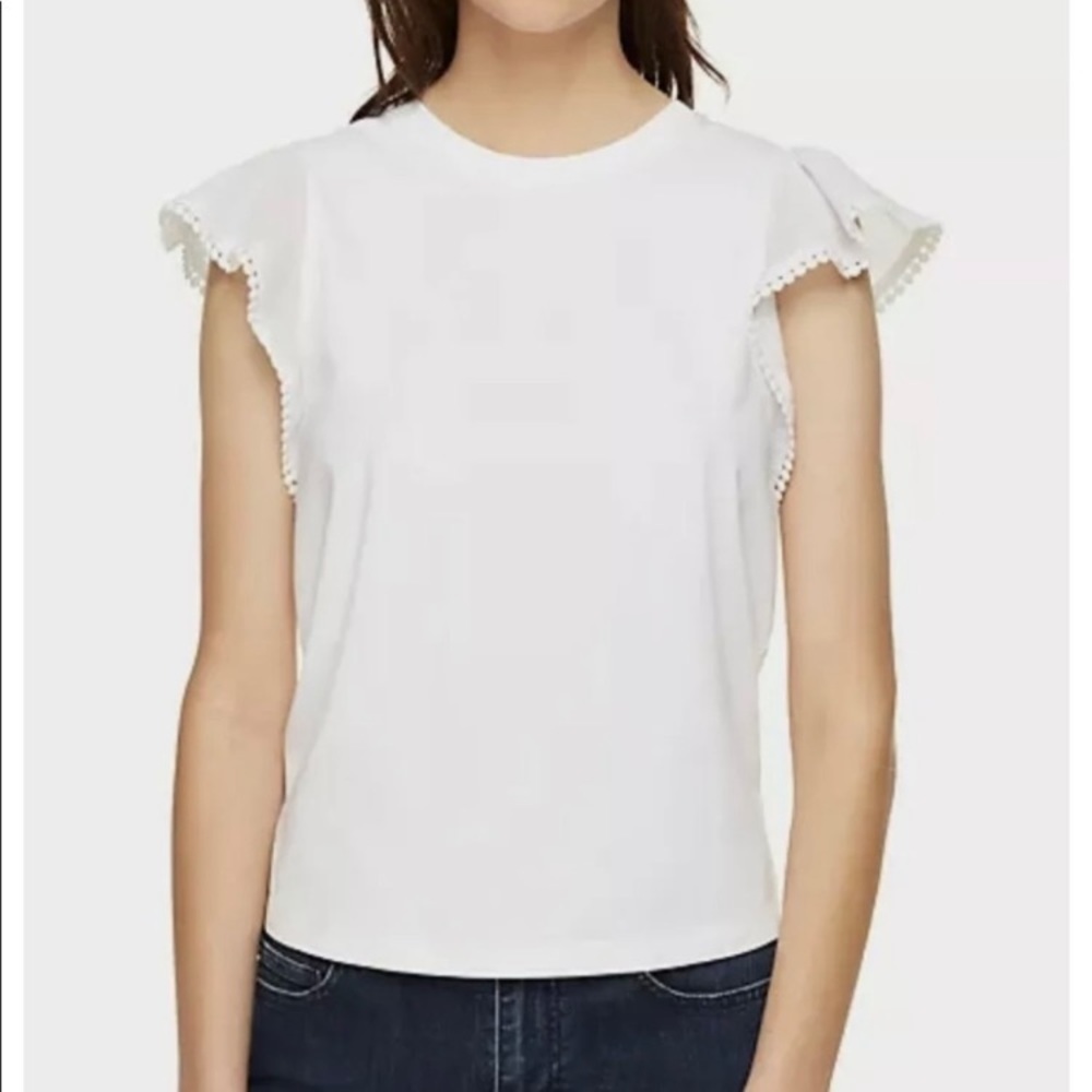 Kate Spade Broome Street ruffle sleeve t-shirt | size XS white